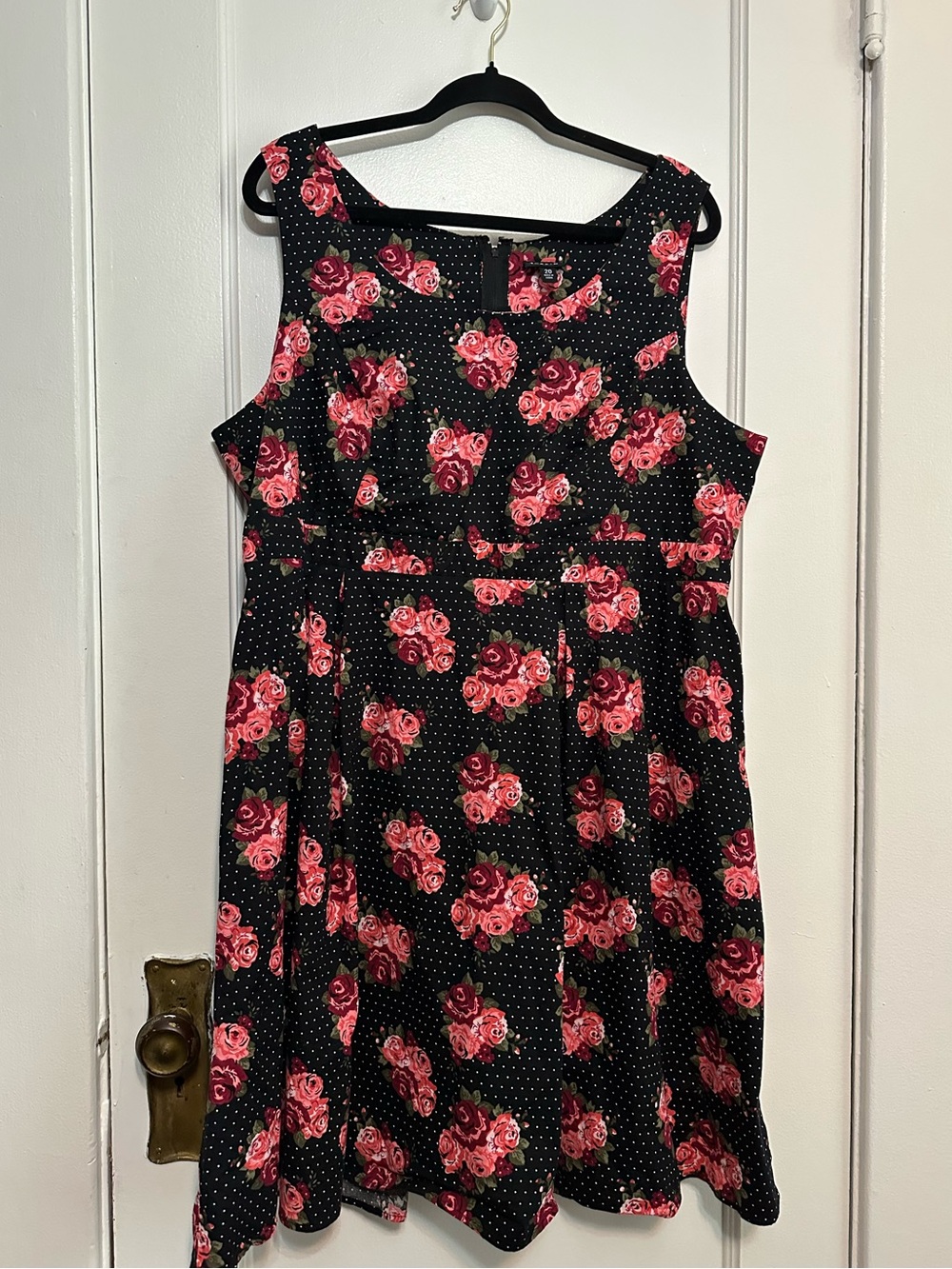 Torrid Floral Sleeveless Fit & Flare Dress in Black with Pink Roses (20W)